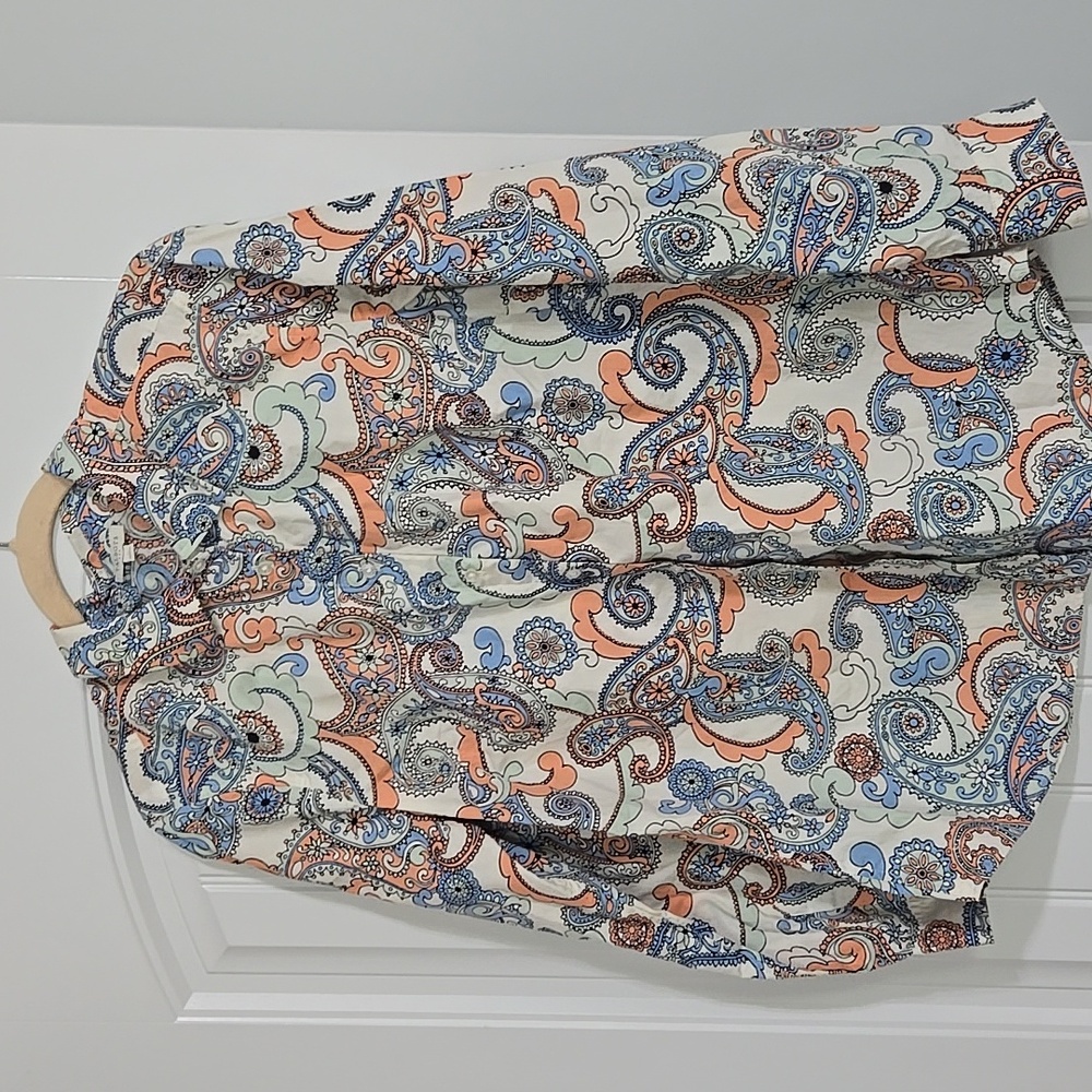 Talbots Cotton paisley print button up Sz M EUC